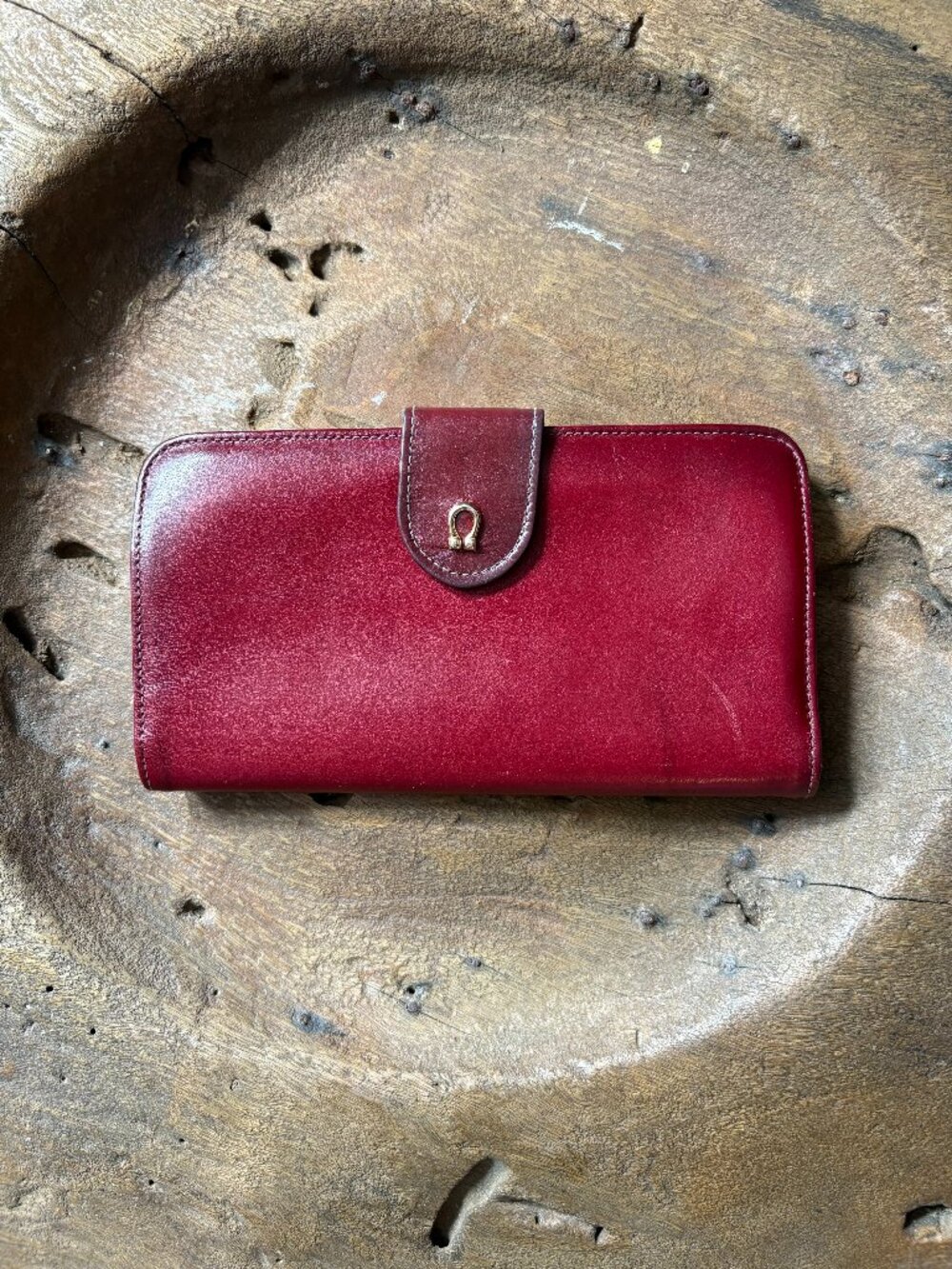 Vintage Baronet burgundy red leather women's kisslock snap closure wallet